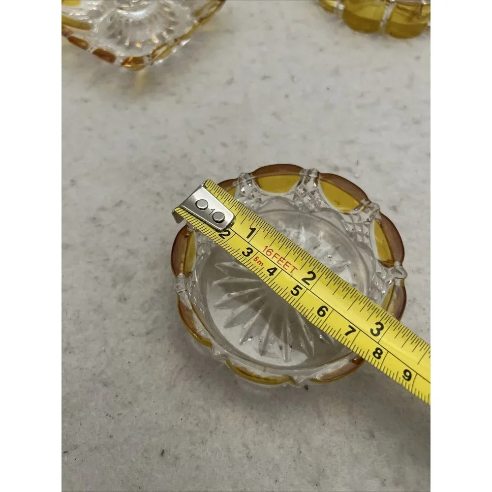 Antique Circa 1908 Val St Lambert Yellow & Clear Glass 8 Piece Vanity Set